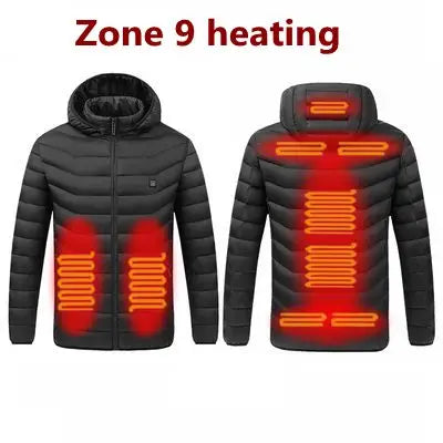 Men's Winter Warm USB Heating Jackets Smart Thermostat Pure Color Hooded Heated Clothing Warm padded jacket
