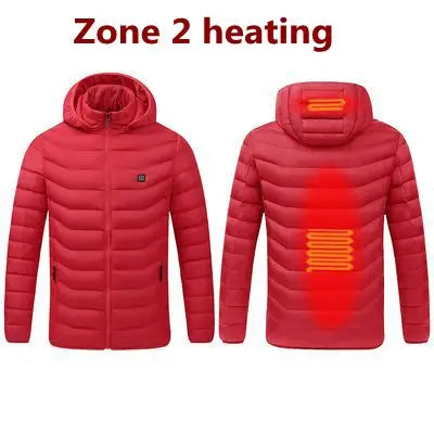 Men's Winter Warm USB Heating Jackets Smart Thermostat Pure Color Hooded Heated Clothing Warm padded jacket