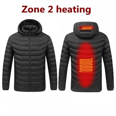 Men's Winter Warm USB Heating Jackets Smart Thermostat Pure Color Hooded Heated Clothing Warm padded jacket