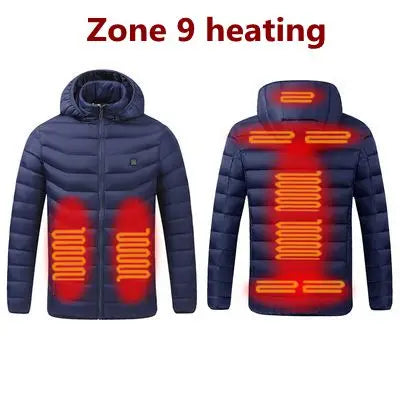 Men's Winter Warm USB Heating Jackets Smart Thermostat Pure Color Hooded Heated Clothing Warm padded jacket