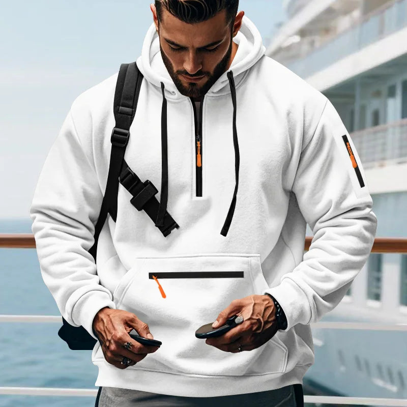 Men's Loose Fit Heavyweight American-Style Casual Sportswear Jacket fleece Lined Hooded Sweatshirt for Winter