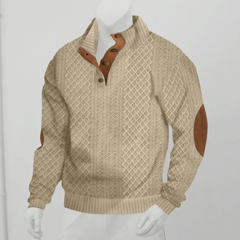 2024 cross-border hot-selling autumn and winter men's casual stand-up collar long-sleeved jacquard knitted pullover sweater