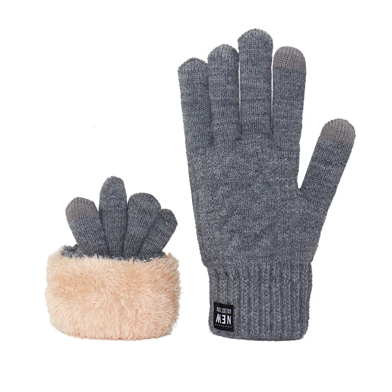 Fleece Lined Fashion Warm Black Cable Knitted Winter Touch Screen Gloves