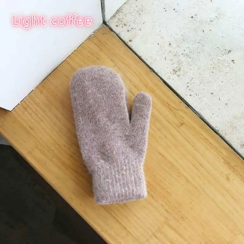 1 Pair Double-layer Rabbit Hair Gloves Female Winter Korean Version of Solid Color All Fingers Winter Women Gloves Girls Mittens