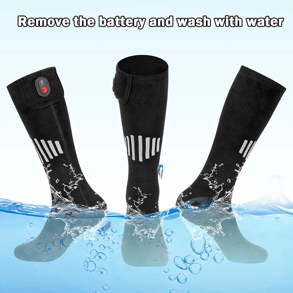 Winter Heated Socks With Battery Box Thermal Socks Women Men Heating Foot Warmer Electric Fever Socks Hiking Ski Warm Outdoor