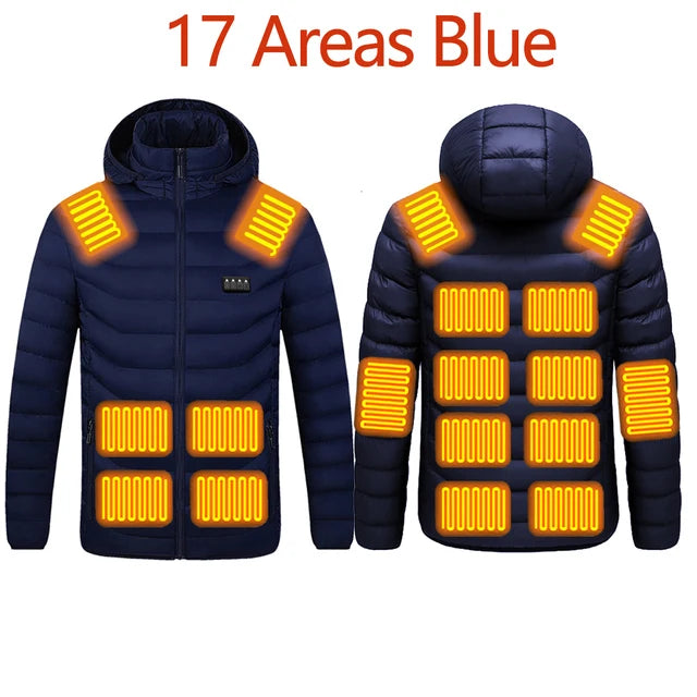 Men's Winter Warm USB Heating Jackets Smart Thermostat Pure Color Hooded Heated Clothing Warm padded jacket