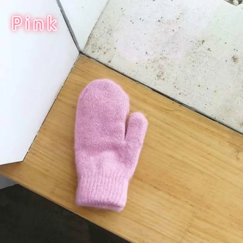 1 Pair Double-layer Rabbit Hair Gloves Female Winter Korean Version of Solid Color All Fingers Winter Women Gloves Girls Mittens