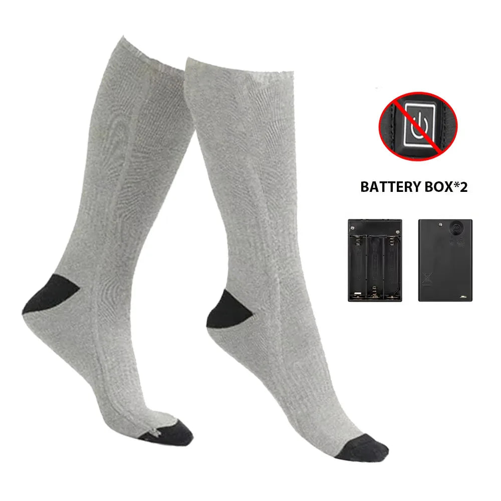 Winter Heated Socks With Battery Box Thermal Socks Women Men Heating Foot Warmer Electric Fever Socks Hiking Ski Warm Outdoor