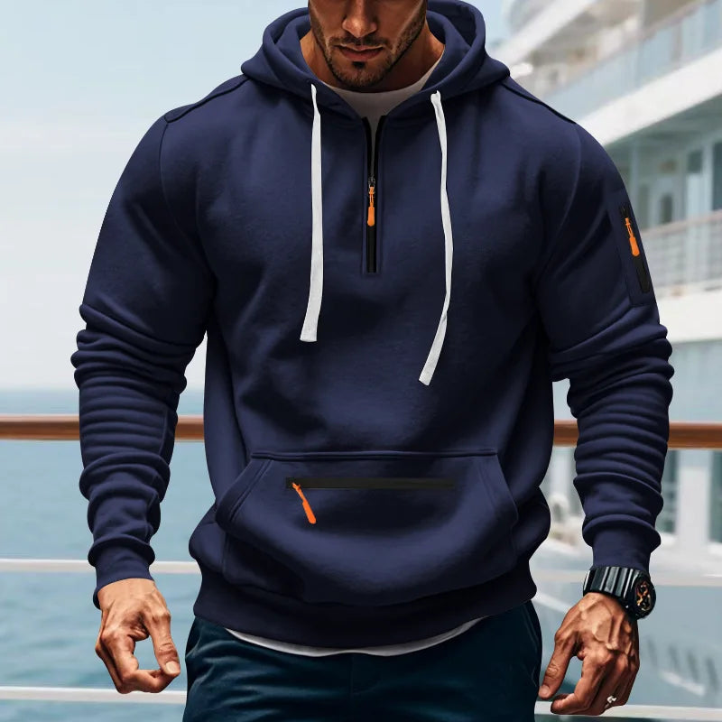 Men's Loose Fit Heavyweight American-Style Casual Sportswear Jacket fleece Lined Hooded Sweatshirt for Winter