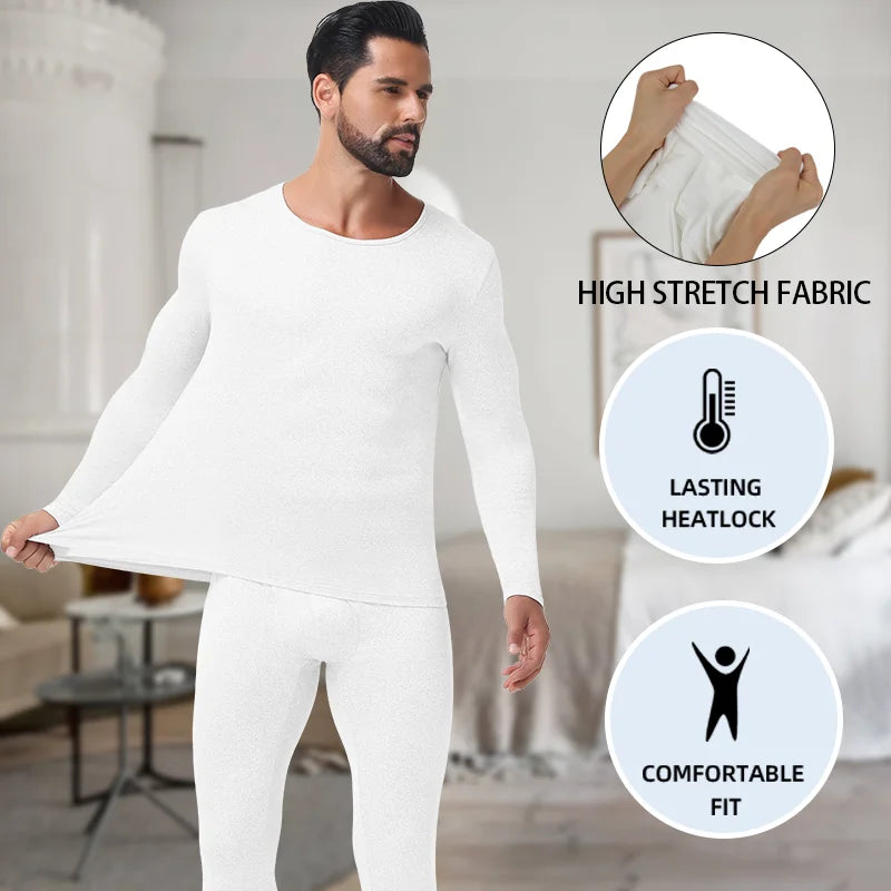 Miss Moly Men's Thermal Underwear Set Winter Fall Keep Warm Long Johns Compression High Stretch Base Layer Soft Thermo Pajamas