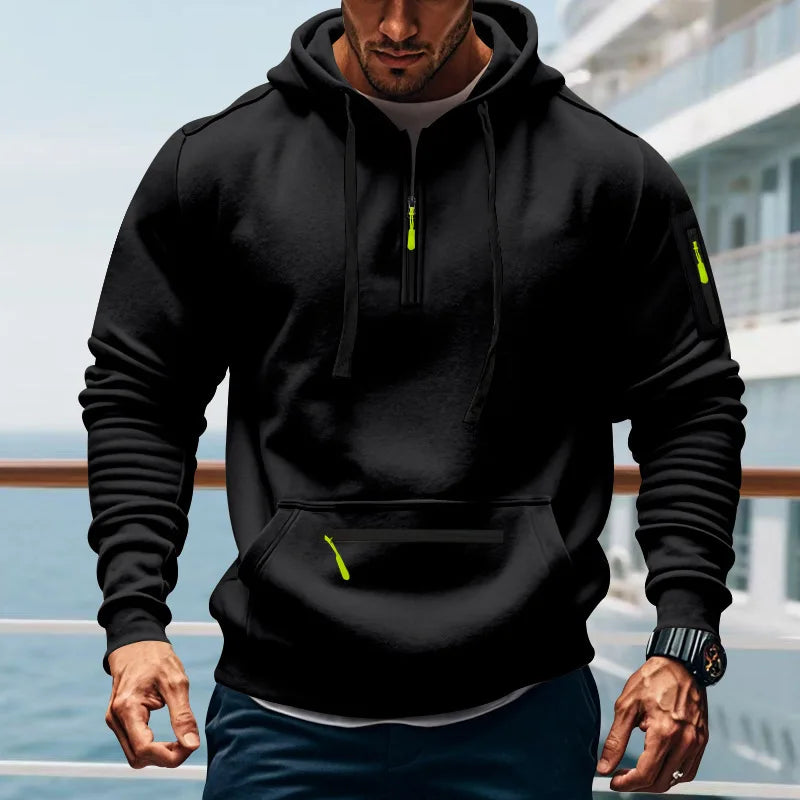 Men's Loose Fit Heavyweight American-Style Casual Sportswear Jacket fleece Lined Hooded Sweatshirt for Winter