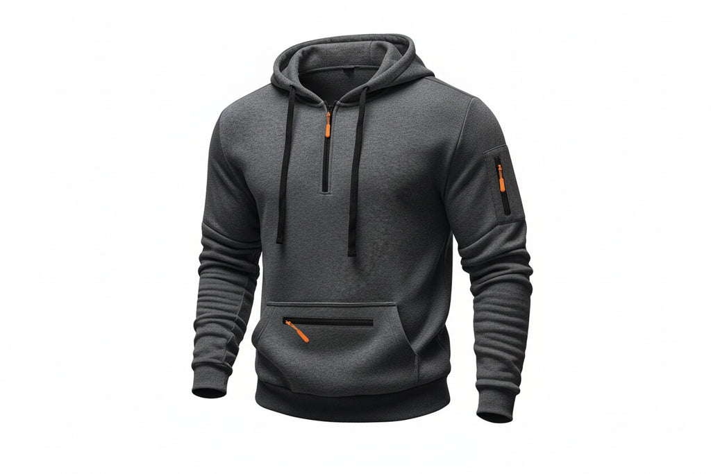 Men's Loose Fit Heavyweight American-Style Casual Sportswear Jacket fleece Lined Hooded Sweatshirt for Winter