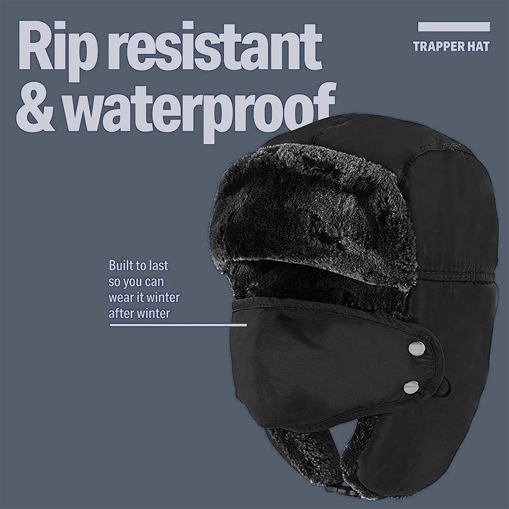 Pilot Hat Ushanka Men's Winter Trapper Hat with Windproof Mask-Russian Trooper Hat Hunting Skiing Hat for Men Women